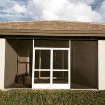 Modern patio screen enclosure with clean lines